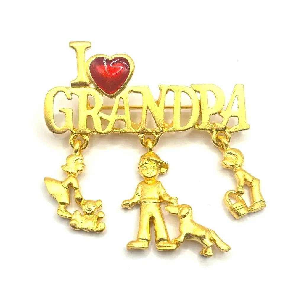 Danecraft Gold 'I Love Grandpa' Brooch Pin